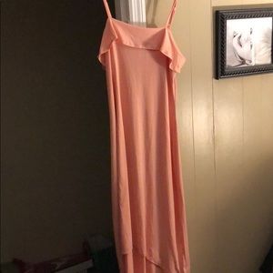 Peach spaghetti strap, hi-lo dress